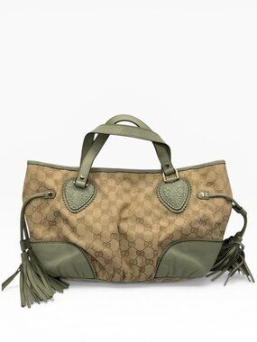 Gucci Tribeca Beige GG Monogram Canvas Leather Tote
